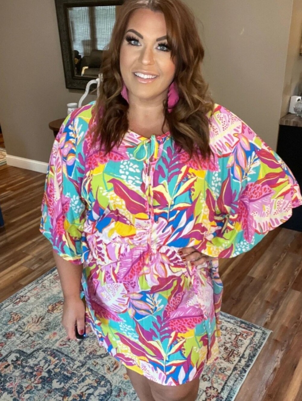 143 Story Tropical‎ Summer Poncho Dress Swim Cover Up Colorful Bright Vacation